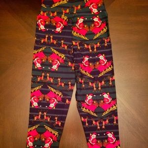 LuLaRoe Holiday Christmas Santa SM Kids Leggings